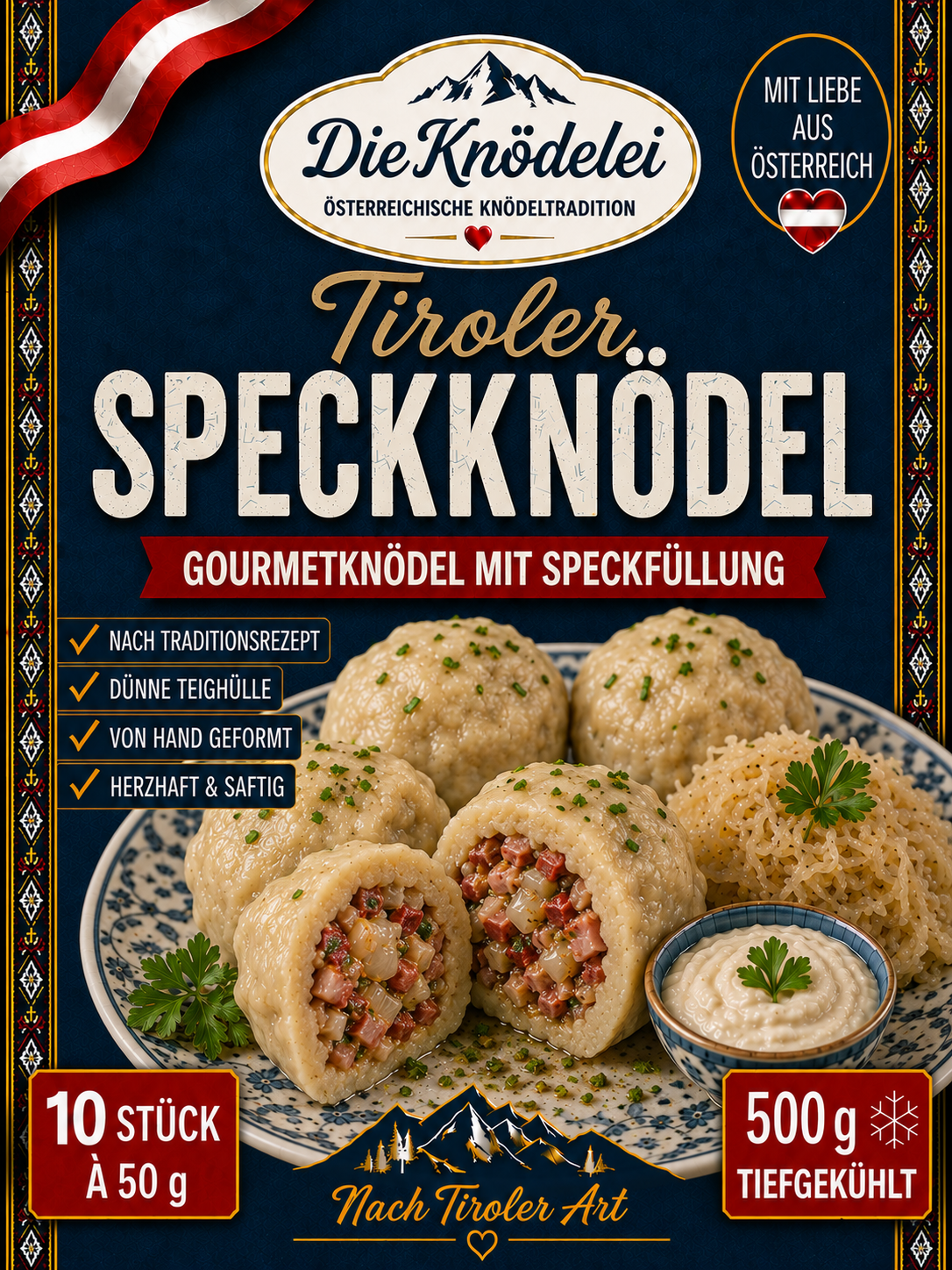 Tiroler Speckknödel – Herzhaft gefüllt · nach Tiroler Art